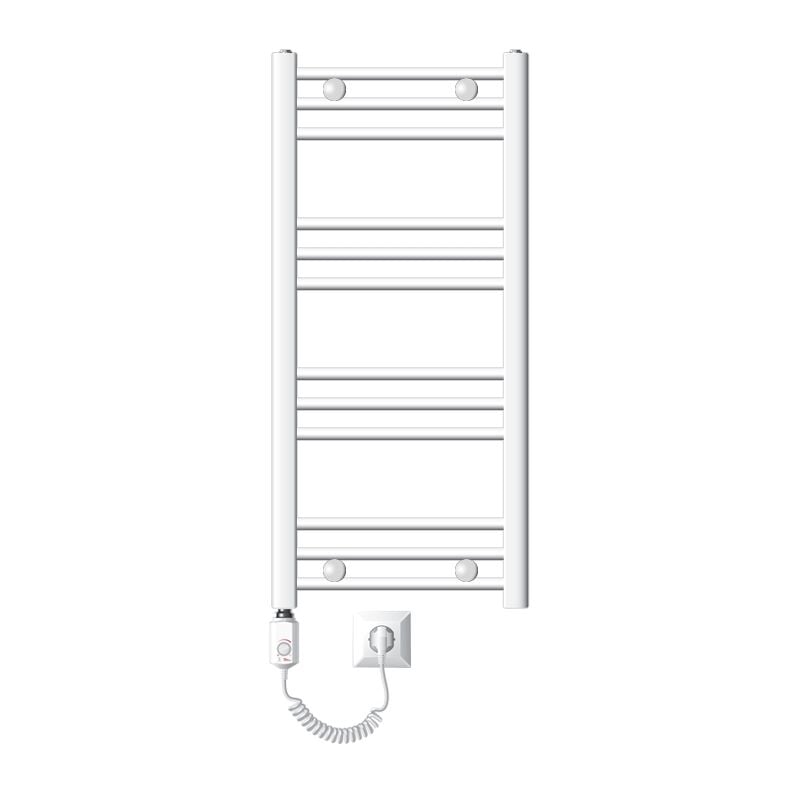immagine 0 del prodotto luxebath scaldasalviette elettrico sahara 400x800 mm bianco connessione laterale curva e asta di riscaldamento 600w con termostato e display
