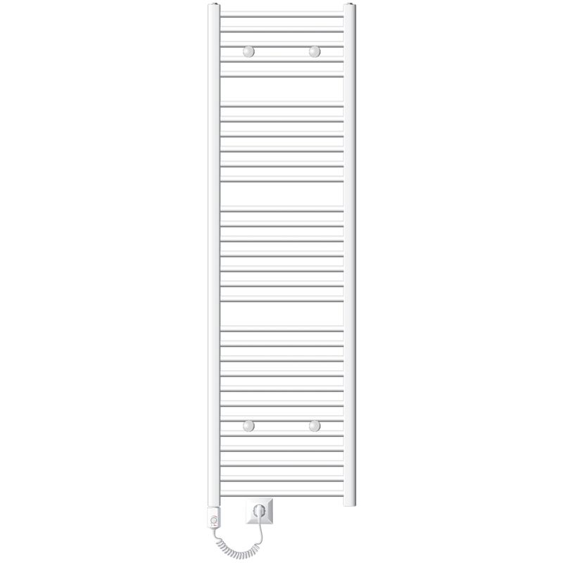 foto del prodotto luxebath scaldasalviette elettrico sahara 500x1800 mm bianco connessione laterale curva e asta riscaldante 1200w con termostato e display digitale,
