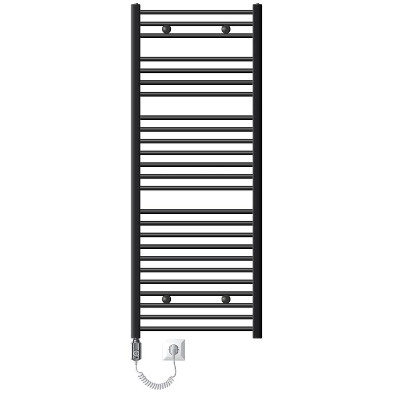 foto del prodotto luxebath scaldasalviette elettrico sahara 600x1500 mm antracite curvo connessione laterale e asta di riscaldamento 1200w termostato e display