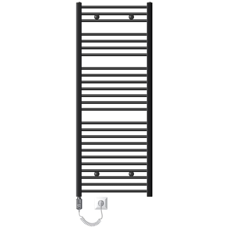foto del prodotto luxebath scaldasalviette elettrico sahara 600x1500 mm antracite curvo connessione laterale e asta di riscaldamento 900w termostato e display