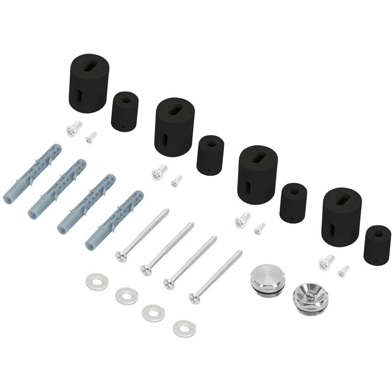 foto del prodotto luxebath staffa per radiatori di design nero opaco per modelli dritti materiale di montaggio supporti per scaldasalviette fissaggi per