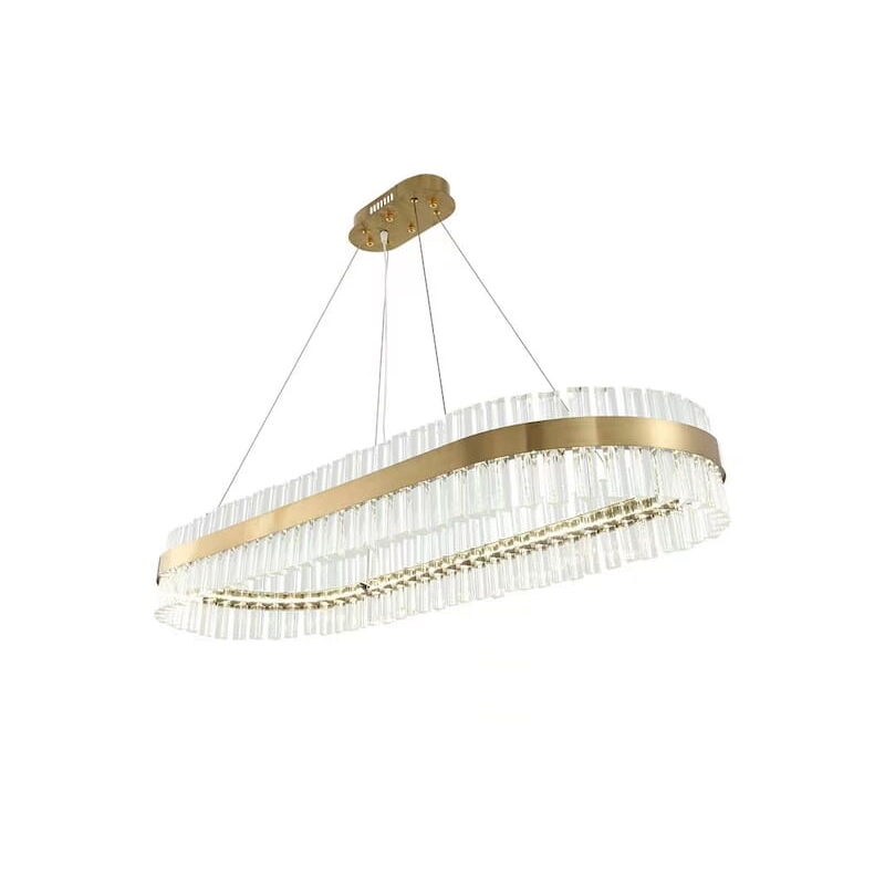 foto del prodotto luxemburg lampadario in cristallo da 80 cm con 3 led colorati da 40 w in ottone spazzolato oblungo