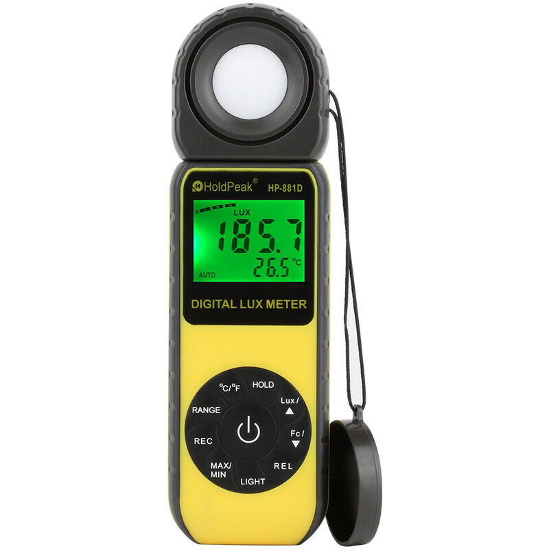 foto del prodotto luxmetro digitale 400.000 misuratore di luminosit luce, misuratori di luce, misuratore di temperatura ambiente con portata fino a 400.000 lux,