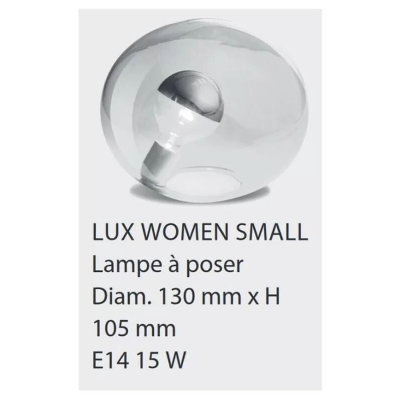 foto del prodotto luxwomen s lampe chevet verre transparent e14 15w ip20 13xh10.5cm concept verre