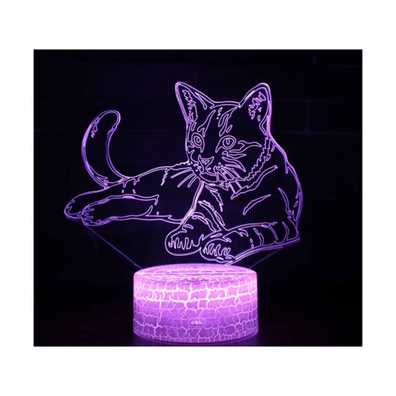 foto del prodotto lycxames luce notturna 3d gatto luce notturna led lampada illusione ottica luce notturna per bambini lampada da comodino lampada da tavolo regali