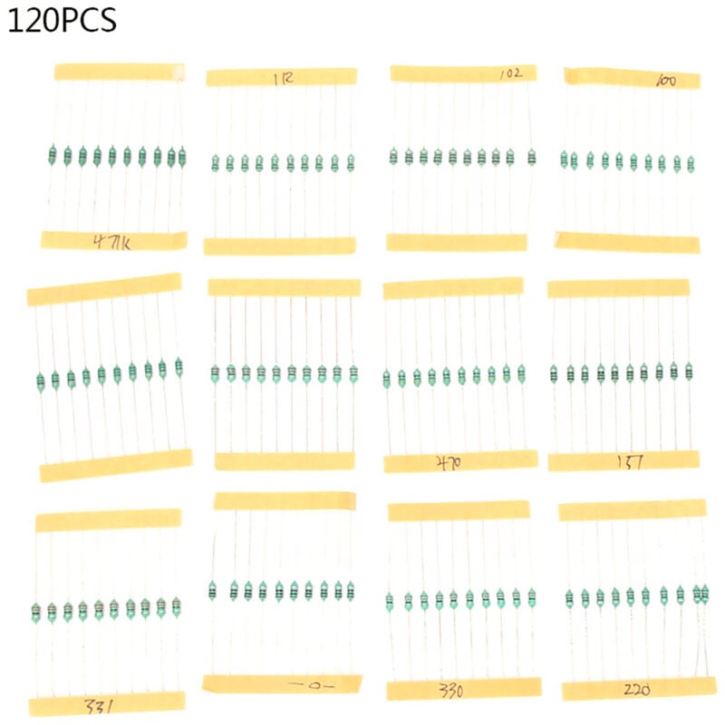 foto del prodotto lycxames set di induttori da 120 pezzi, pacchetto induttore ad anello induttore elettrico, 1 4w, anello colorato, induttore di 12 tipi, 1uh1mh,