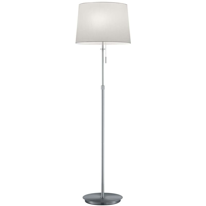 foto del prodotto lyon piantana acciaio satinato con paralume bianco regolabile in altezza e con 3 lampadine ad accensione separata h. 140180cm, d.46,5cm