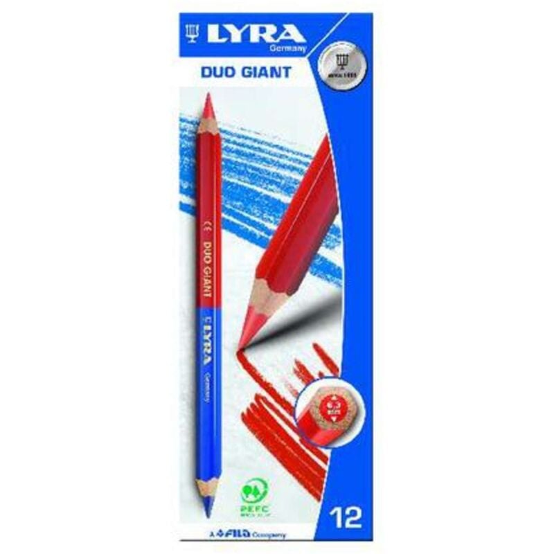 foto del prodotto lyra - 12 matite bicolore blu rosso 175 mm outifrance