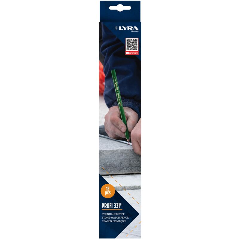 foto del prodotto lyra 3485002 l4313101, matita in pietra 331 , ovale, lunghezza 30 cm, design professionale, ideale per marcature su pietra cemento, 12 pezzi