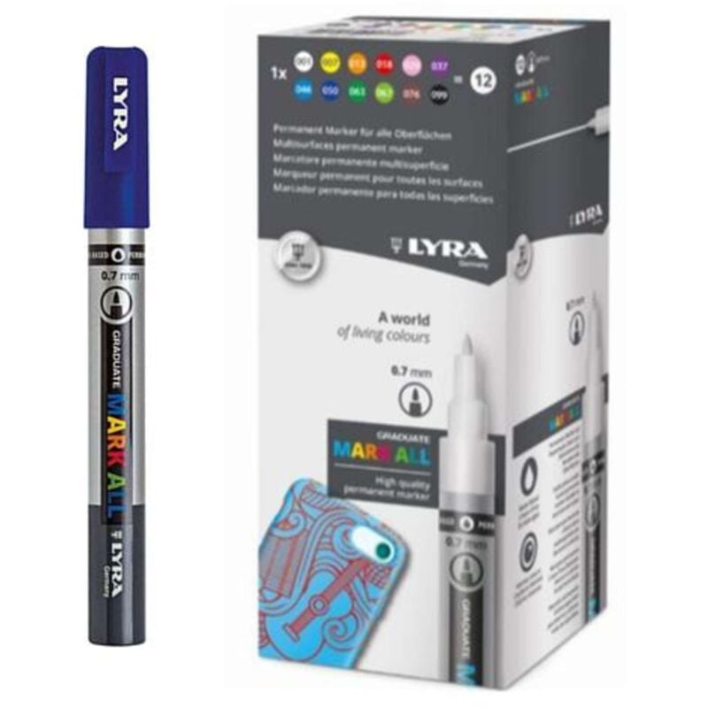 foto del prodotto lyra mark all punta sottile 0.7mm. blu x6
