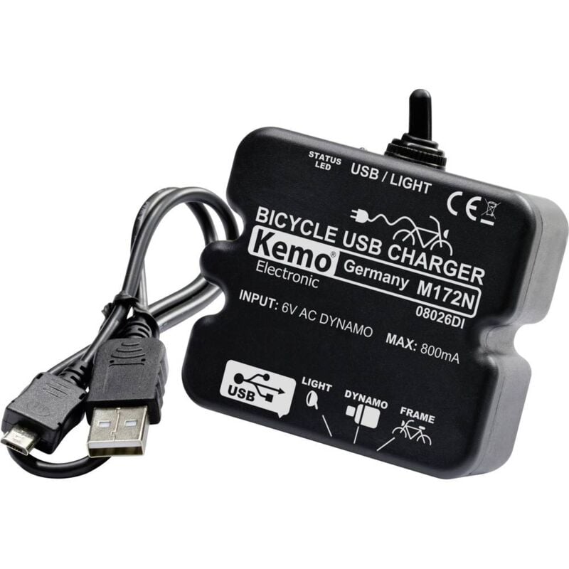 foto del prodotto m 172n usb caricabatterie per bicicletta nero kemo
