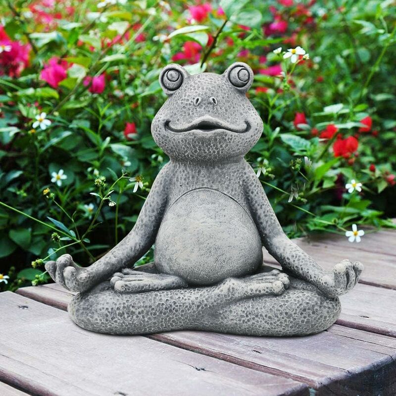 foto del prodotto m ditation grenouille statue zen yoga grenouille jardin miniature statue sculpture de jardin int rieur et ext rieur f e jardin maison porche porche