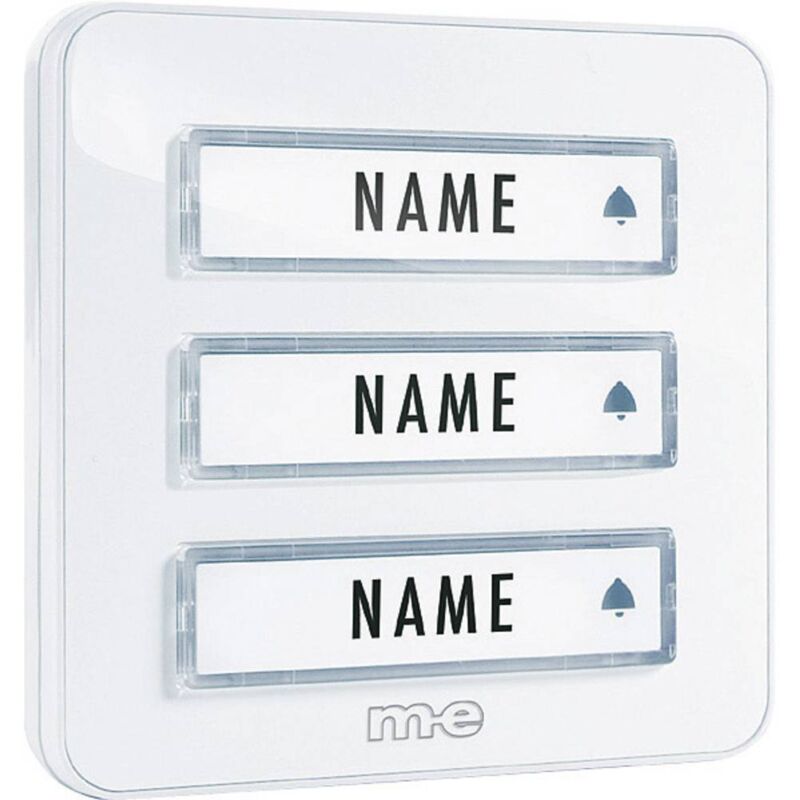 foto del prodotto m e modern electronics kta 3 w pulsantiera per campanello con targhetta 3 scomparti bianco 12 v 1 a