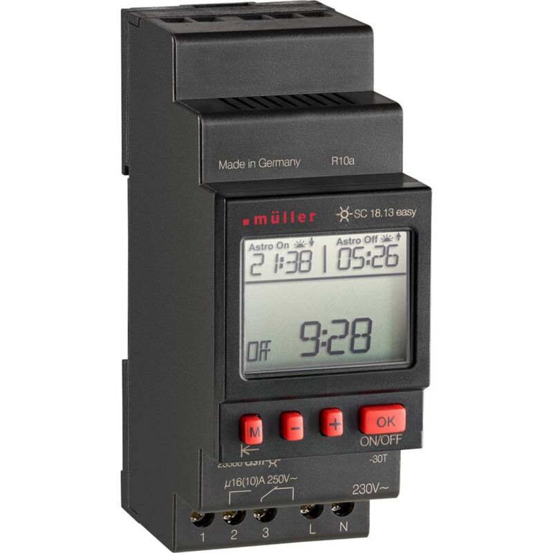 foto del prodotto m ller sc 18.13 easy 230v 50 60hz timer per guida din digitale 230 v ac 4000 w