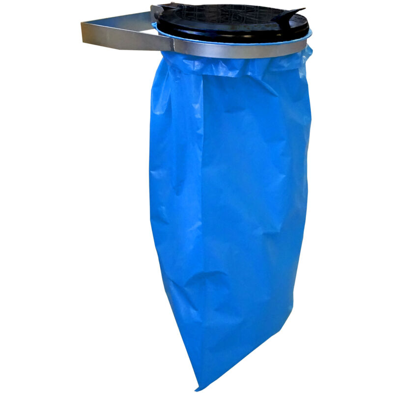 foto del prodotto m llsack wandhalterung mit deckel metall m llsackhalter wand 120 liter stabiler wandhalter verzinkter stahl m llbeutelhalter gelber sack 120l