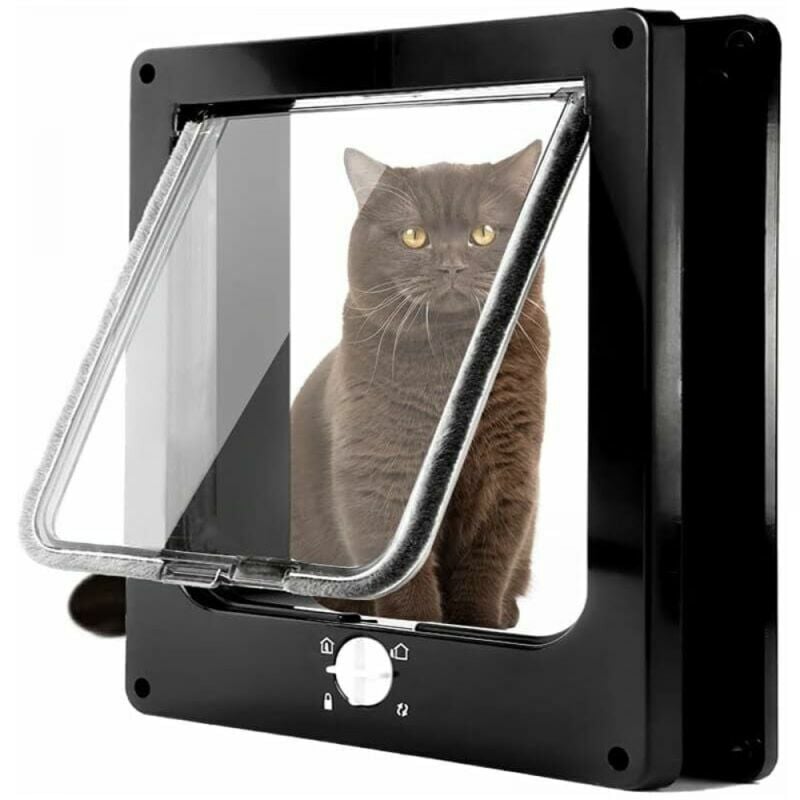 foto del prodotto m nero porta magnetica per gatti con serratura a 4 vie per gatti, gattini e gattini