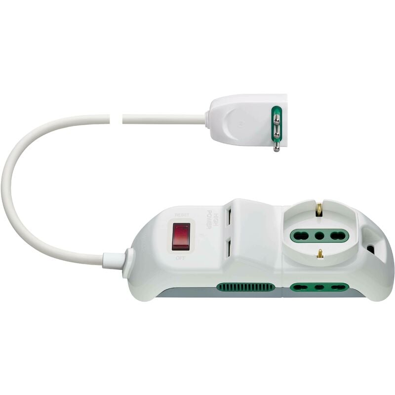foto del prodotto m presa universale 2 bipolari 2 usb cavo interruttore fp00518.c.b vimar