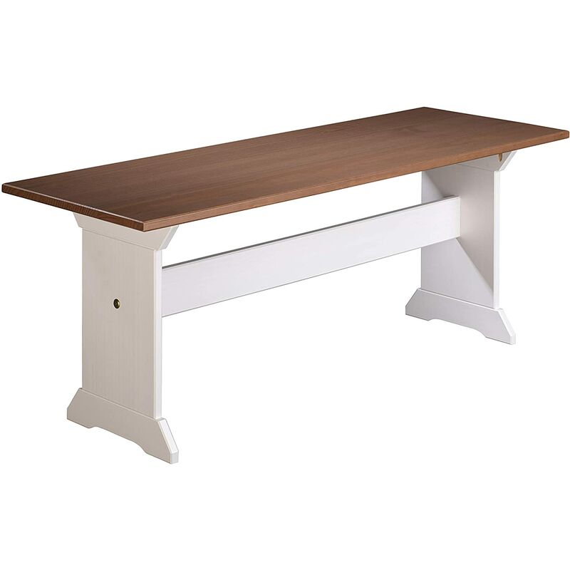 foto del prodotto m s panca westerland 110x37x45h pino massello verniciato bianco e marrone seppia