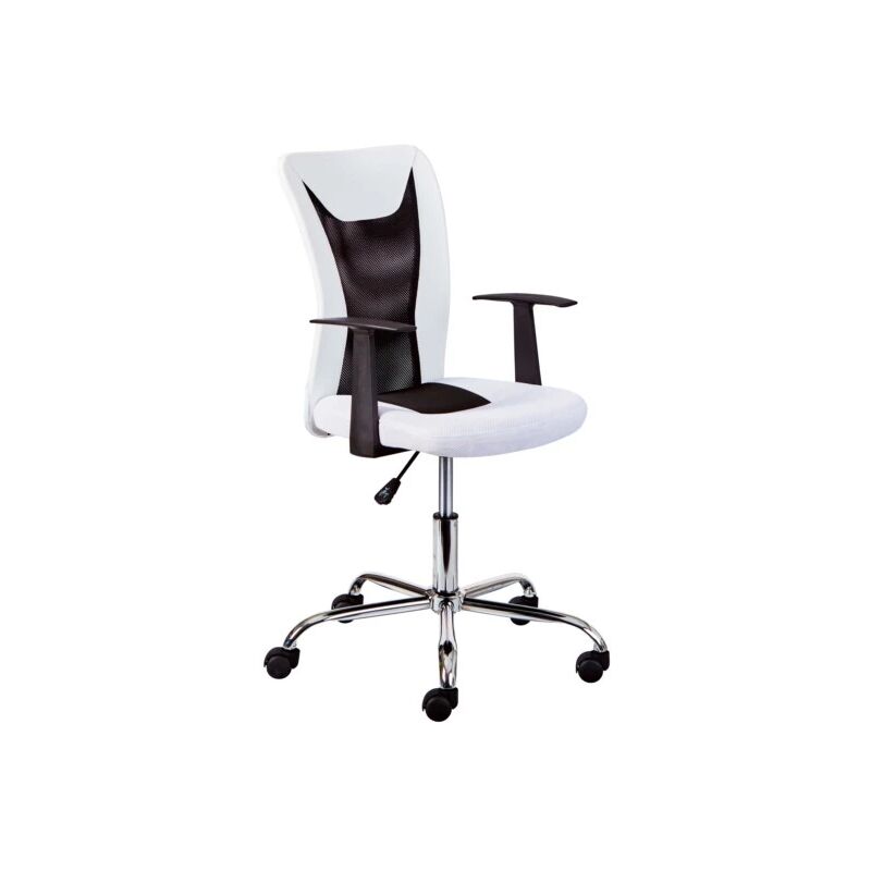 foto del prodotto m s poltroncina ufficio bianca con braccioli e ruote, 55x54,5x85 95 cm