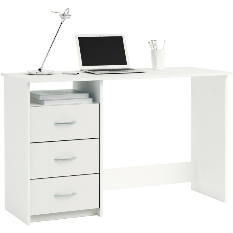 foto del prodotto m s scrivania per ragazzi con cassetti e vano in bianco o rovere bianco 123 cm