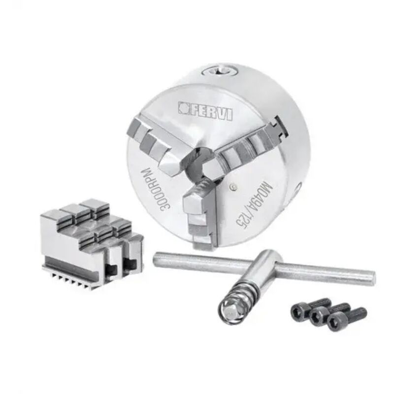 foto del prodotto m049a 125 mandrino a 3 3 griffe autocentrante di precisione per tornio - fervi