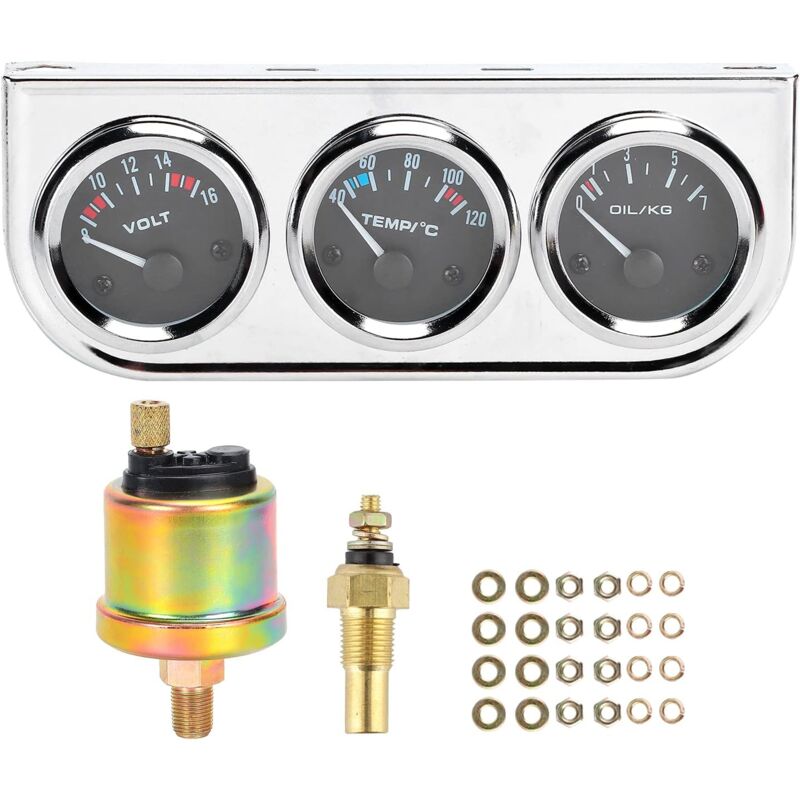 foto del prodotto m10x1 52mm 3 in 1 indicatore per auto temperatura acqua pressione olio tensione strumento combinato per modifiche auto