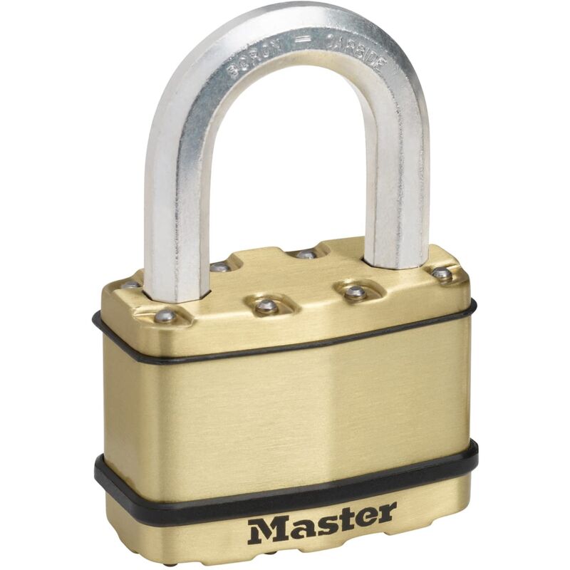 foto del prodotto m15beurdlf lucchetto con chiave di sicurezza lucchetto in acciaio laminato e finitura in ottone per esterni, arco medio impermeabile, adatto per