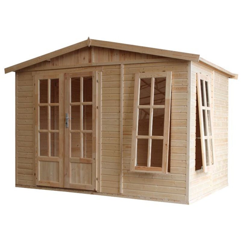 foto del prodotto m334fb ufficio in legno da giardino, capanno in legno multifunzione 332x222xa232 cm 6m2, cabina da giardino, ufficio prefabbricato da esterno,