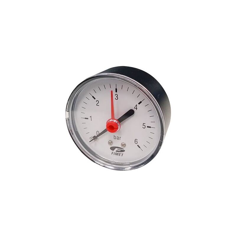 foto del prodotto m3a abs 63 r fe manometro dn 63 ad attacco posteriore, scala 0 6 bar attacco g1 4b cassa in plastica e indice rosso per impianti di riscaldamento