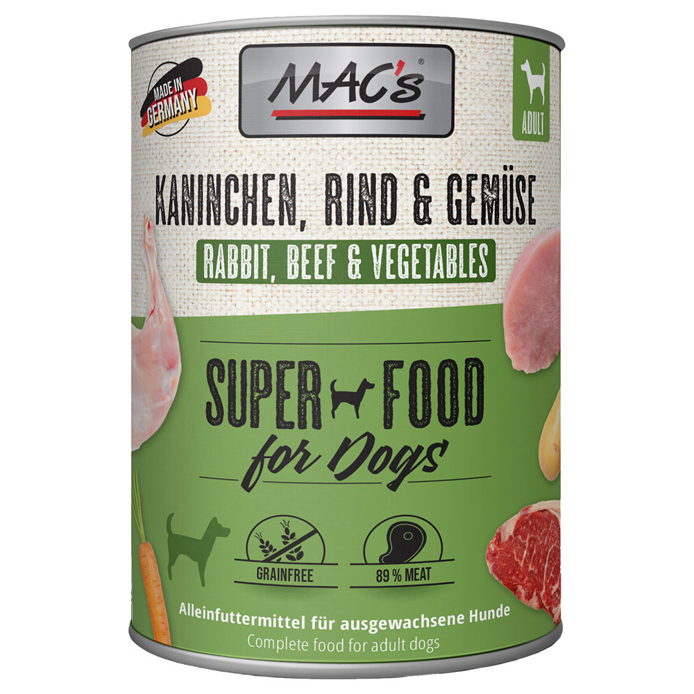 foto del prodotto mac's adult 6 x 800 g umido per cane - coniglio &amp; verdure