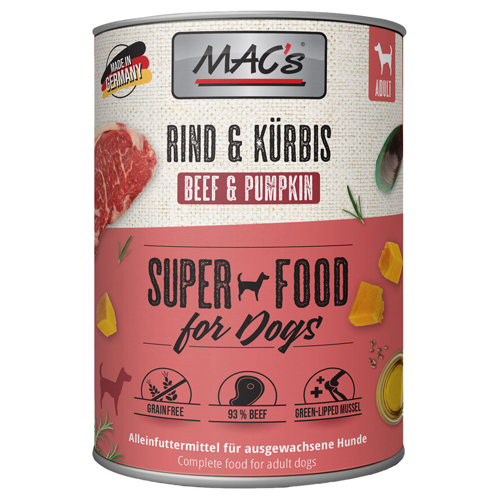 foto del prodotto mac s adult 6 x 800 g umido per cane manzo zucca