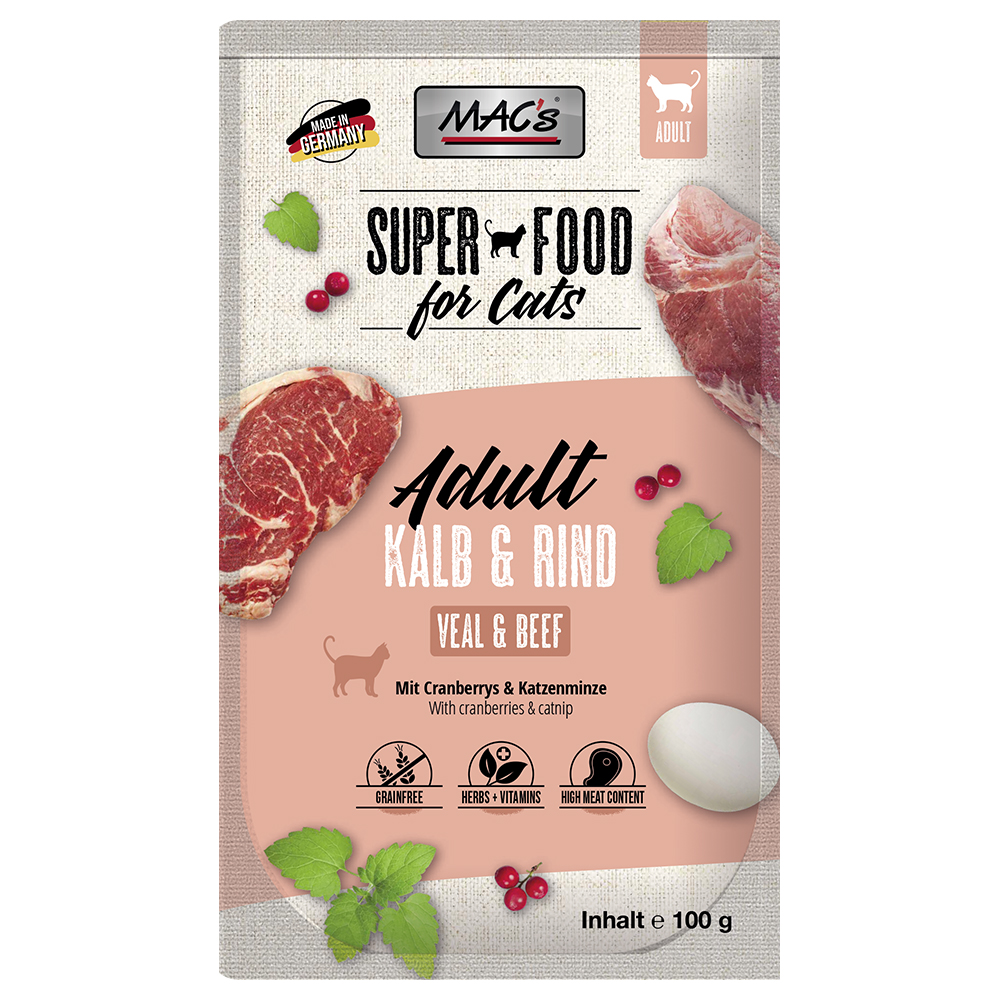 foto del prodotto mac s cat in busta 12 x 100 g pacco misto umido per gatti vitello manzo