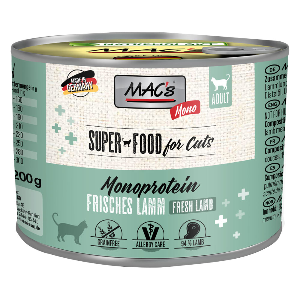 foto del prodotto mac s cat mono sensitive 6 x 200 g alimento umido per gatti agnello