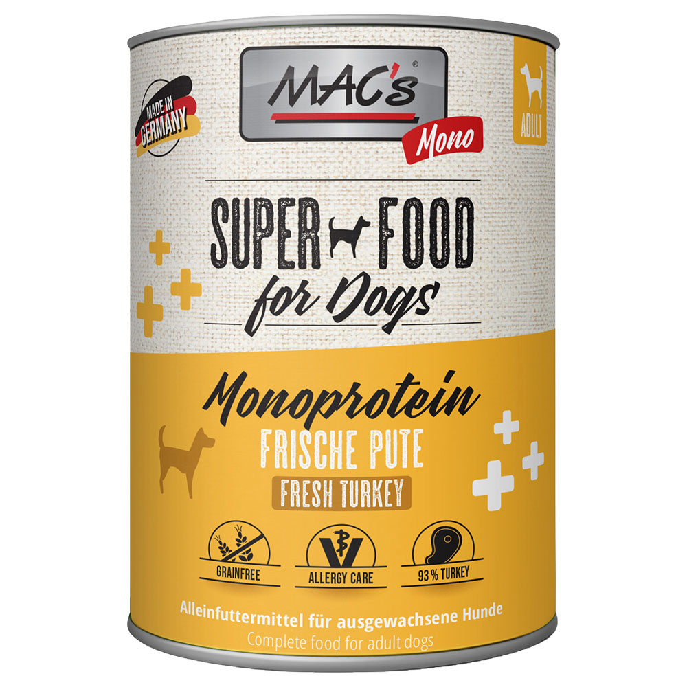 foto del prodotto mac s mono sensitive 6 x 800 g alimento umido per cani tacchino