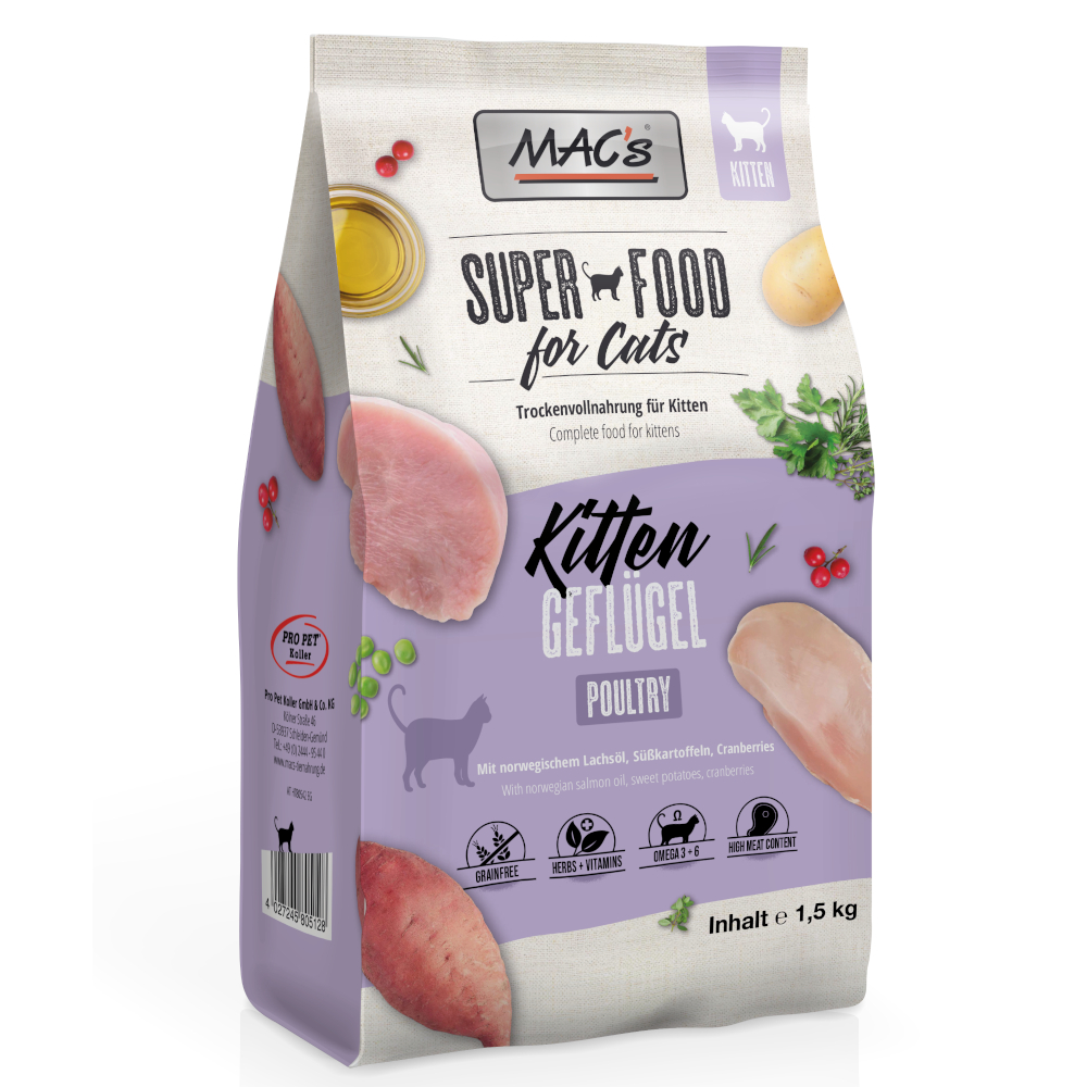 foto del prodotto mac s superfood for cats kitten crocchette per gatti 1,5 kg