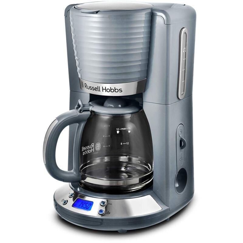 foto del prodotto macchina caff americano grigio lucido timer digitale, con filtro per estrazione e aroma ottimali max 10 tazze caraffa in vetro 1.25 l piastra