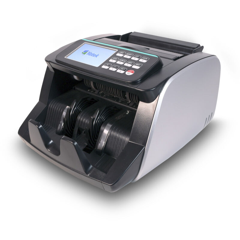 foto del prodotto macchina conta banconote yatek yk 750, 4 metodi dede rilevamento, mg, uv, ir, mt conta le banconote automaticamente e manualmente doppio display lcd