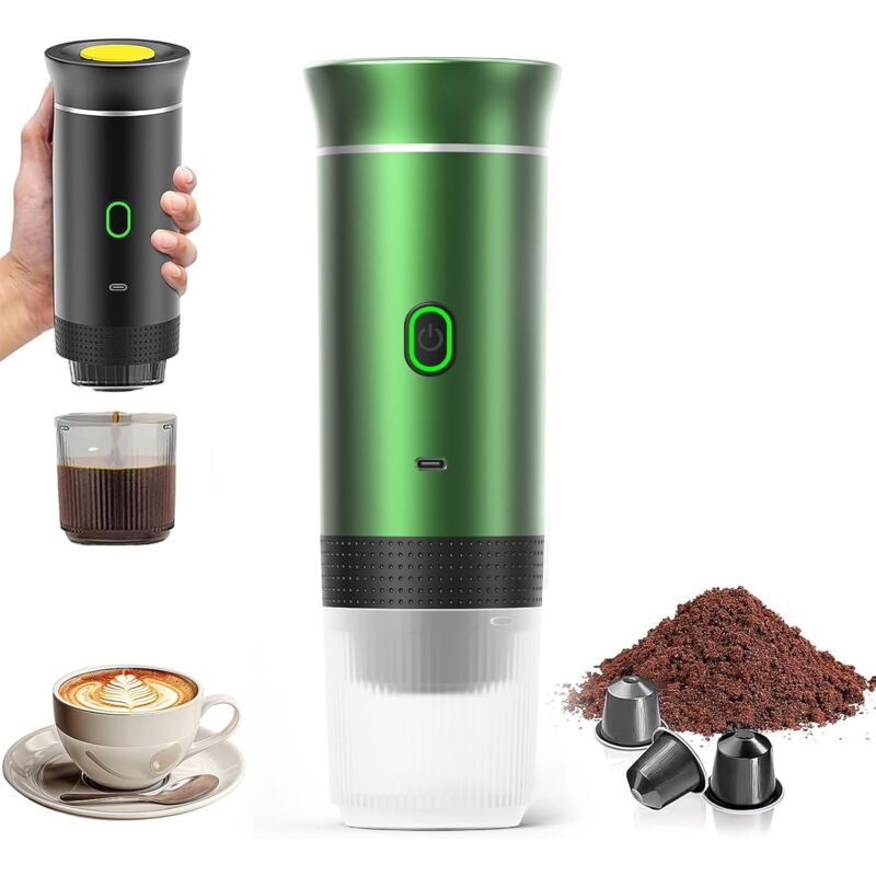 foto del prodotto macchina da caff portatile da viaggio, macchina per caff espresso ricaricabile da 12 v con custodia per campeggio e auto, riscaldamento rapido,