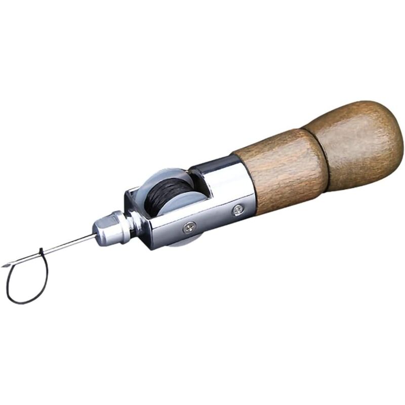 foto del prodotto macchina da cucire in pelle manuale fai da te strumento per cucire su tela di vacchetta con rocchetto di filo ago perforatore chiave regolabile