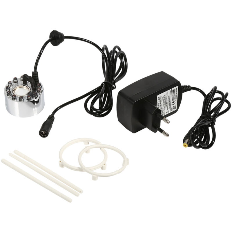 foto del prodotto macchina del fumo ad ultrasuoni con 12 luci led colorate, macchina del fumo per stagno con fontana d acqua da 24 v, macchina del fumo ad ultrasuoni,