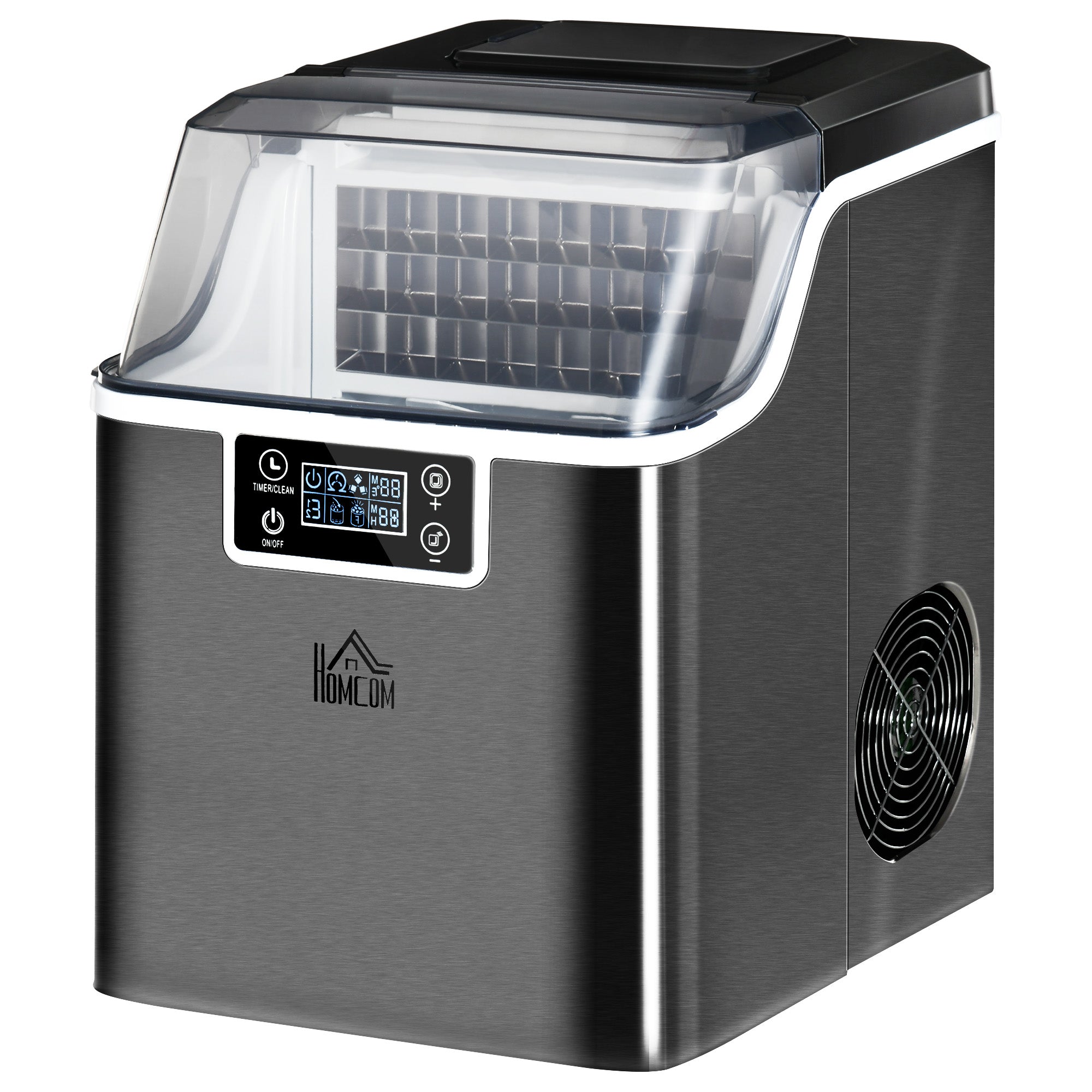 foto del prodotto macchina del ghiaccio autopulente da 24 cubetti in 14 18 minuti 20 kg in 24 ore nero