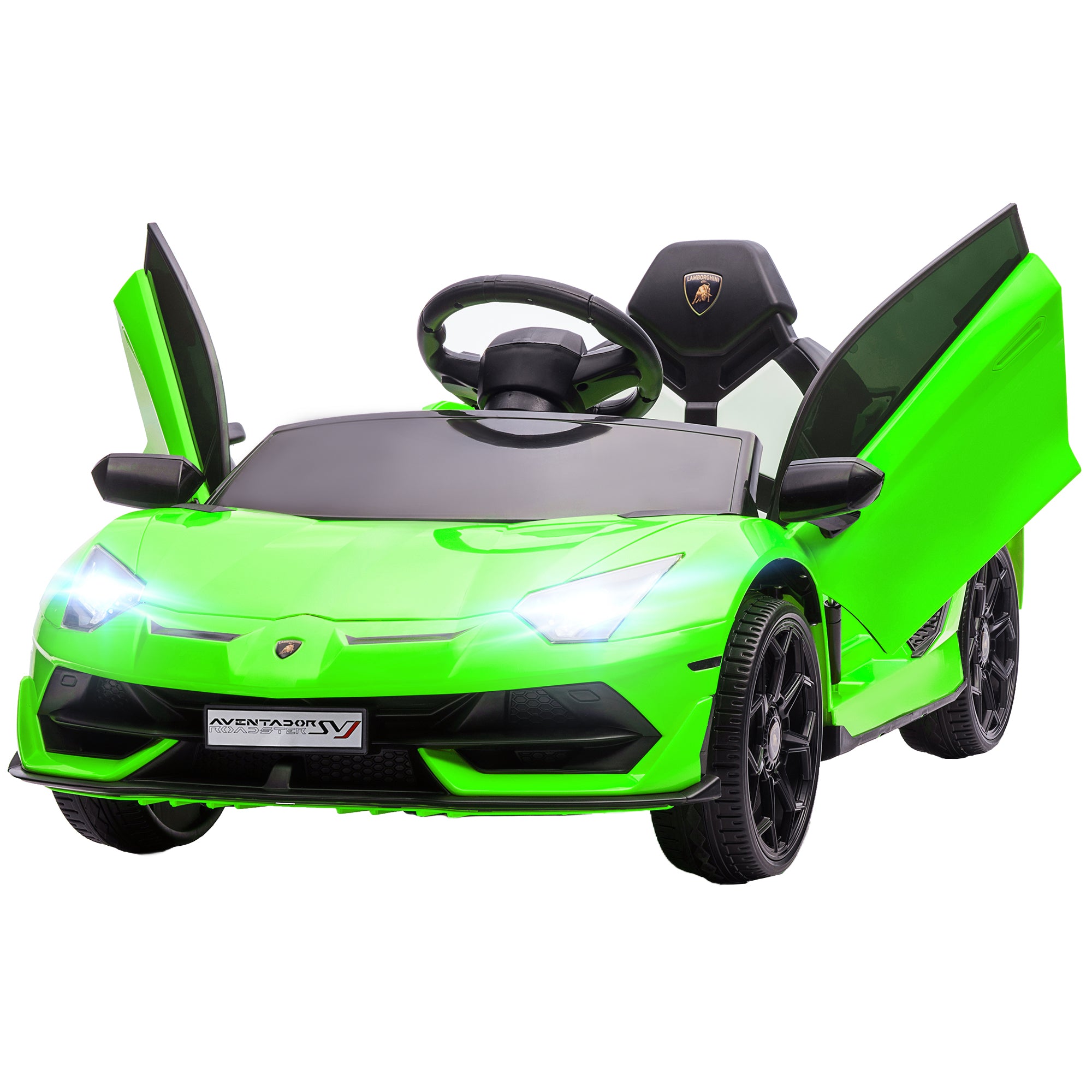 foto del prodotto macchina elettrica per bambini 12v con licenza lamborghini aventador svj roadster verde