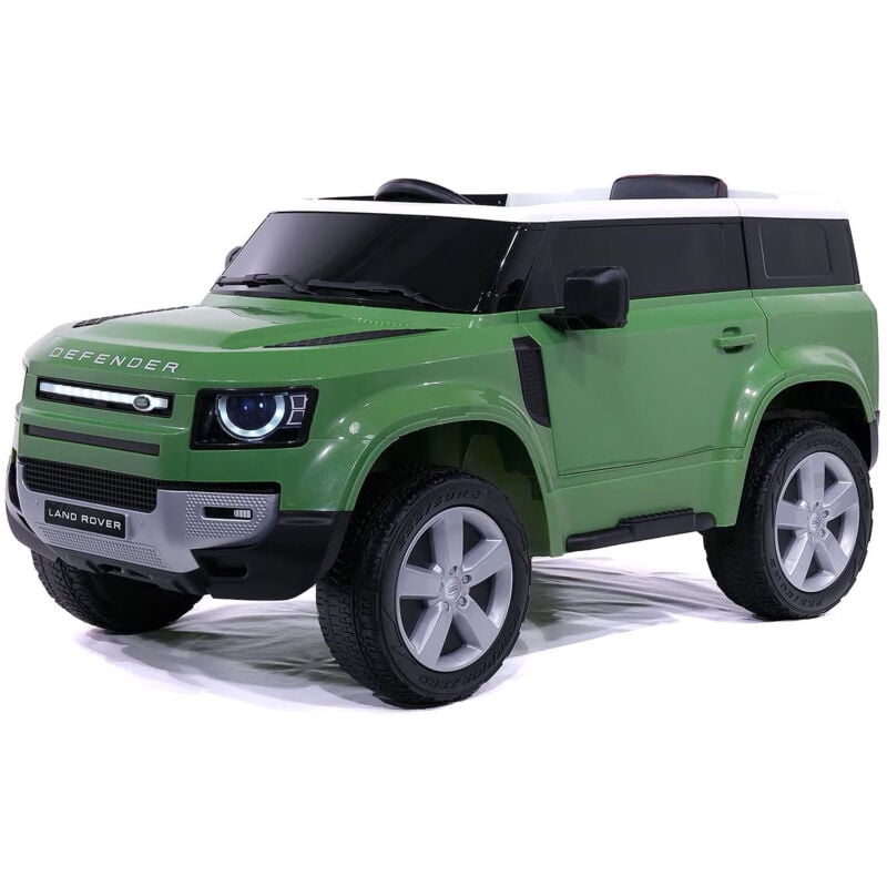foto del prodotto macchina elettrica per bambini 12v con licenza land rover defender verde