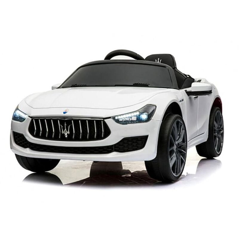 foto del prodotto macchina elettrica per bambini 12v con licenza maserati ghibli bianca