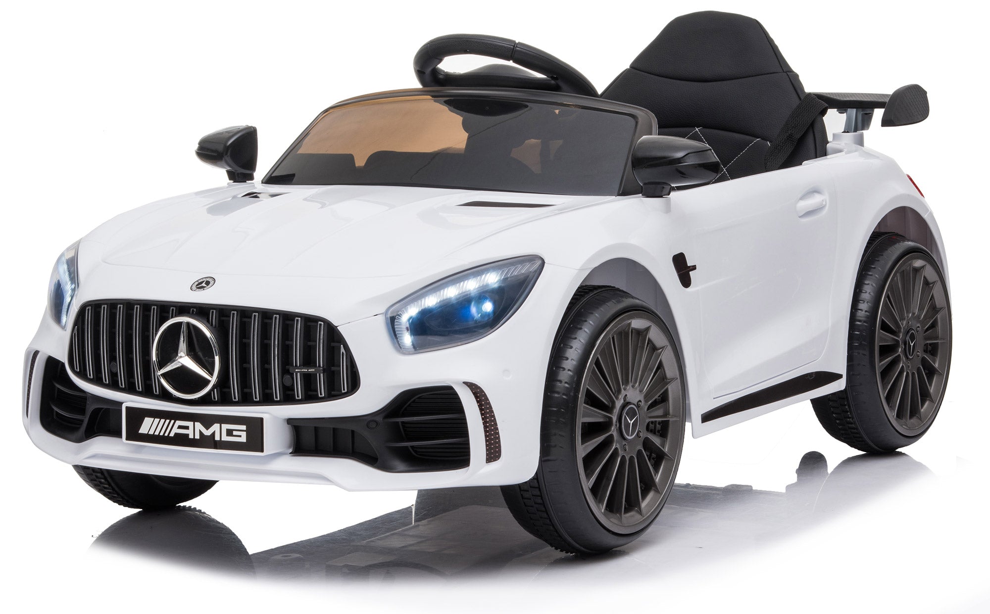 foto del prodotto macchina elettrica per bambini 12v con licenza mercedes gtr small amg bianca