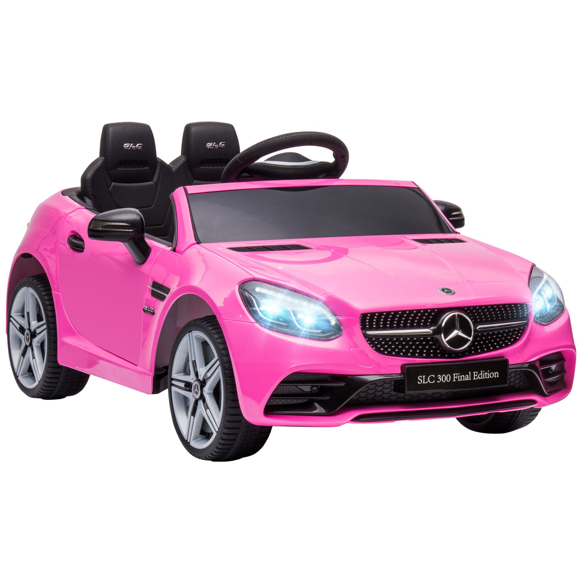 foto del prodotto macchina elettrica per bambini 12v con licenza mercedes slc 300 rosa