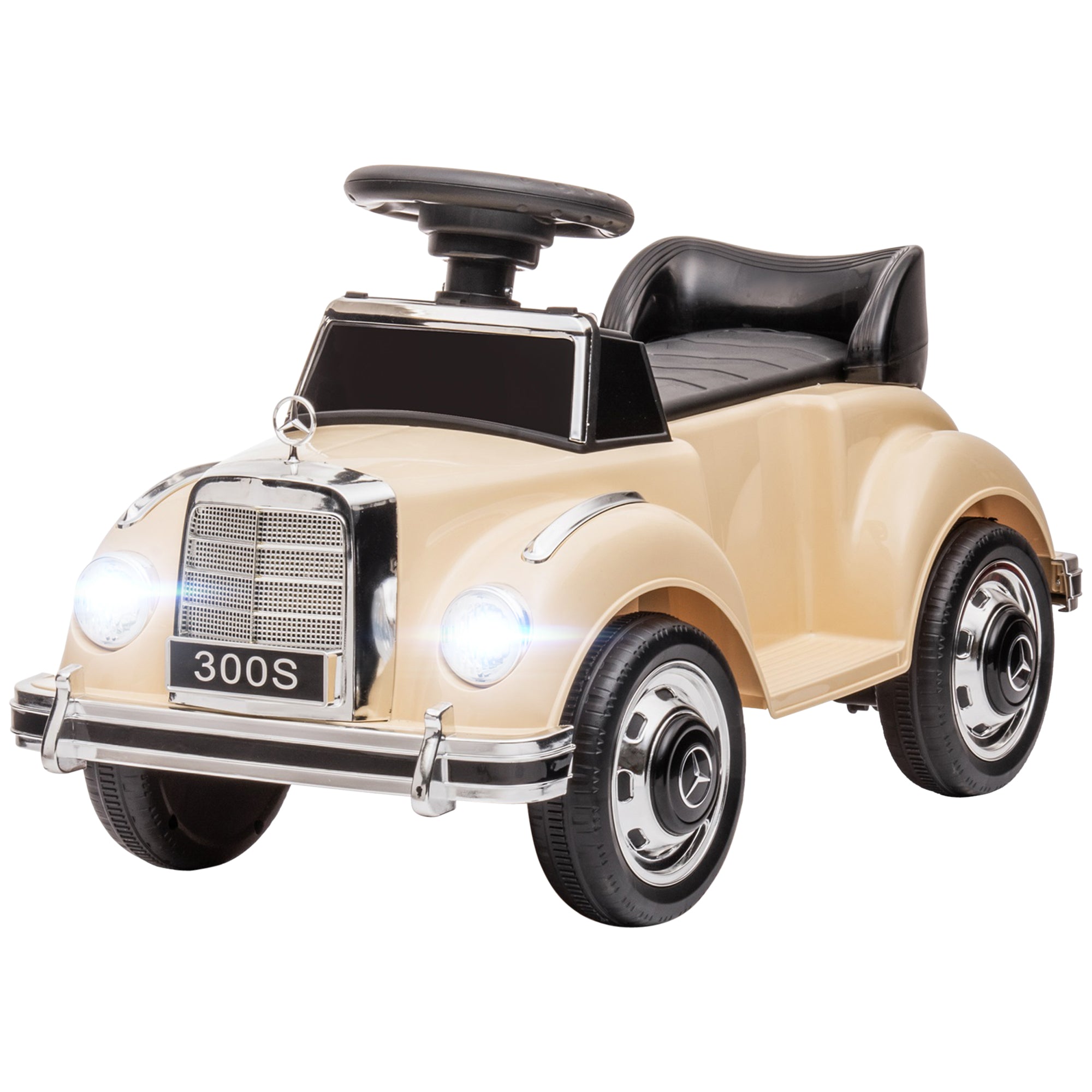 foto del prodotto macchina elettrica per bambini 6v con licenza mercedes 300s beige