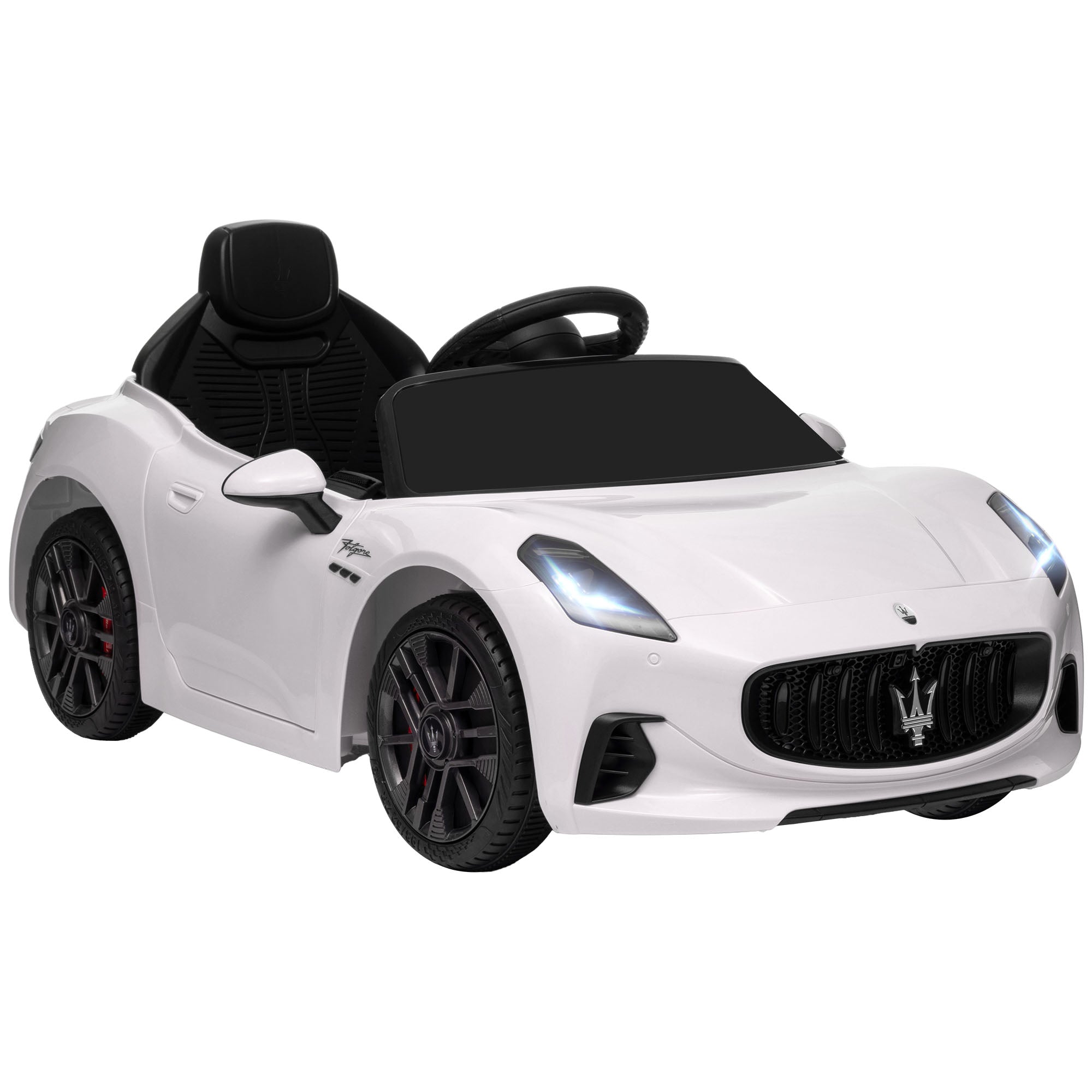 foto del prodotto macchina elettrica per bambini con licenza maserati gran turismo folgore 12v bianco