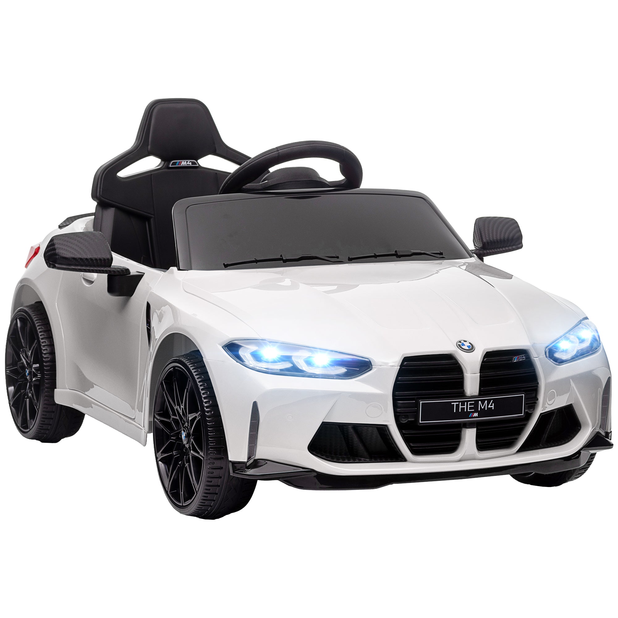 foto del prodotto macchina elettrica per bambini licenza bmw m4 con telecomando bianca
