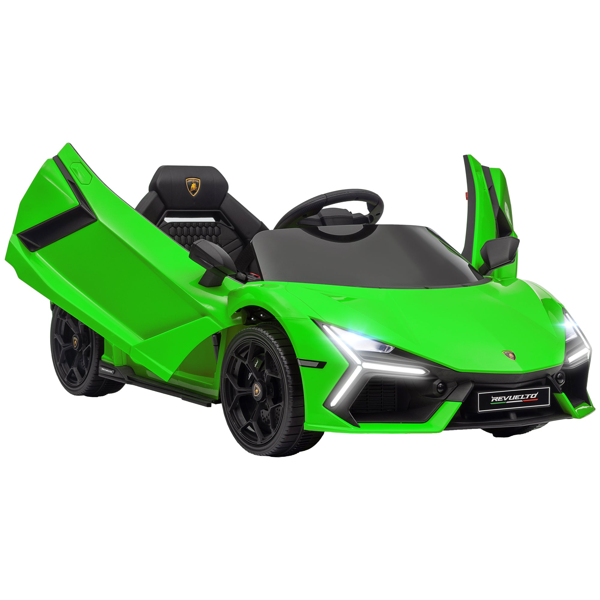 foto del prodotto macchina elettrica per bambini licenza lamborghini revuelto 12v guida manuale e telecomando verde